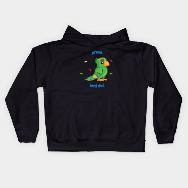 Parrot bird owners - Proud bird dad Kids Hoodie by apparel.tolove@gmail.com